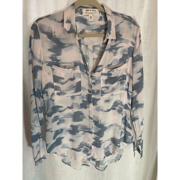 Anthropologie Cloth & Stone blue and white button-down shirt, flowy size small - Picture 1 of 5
